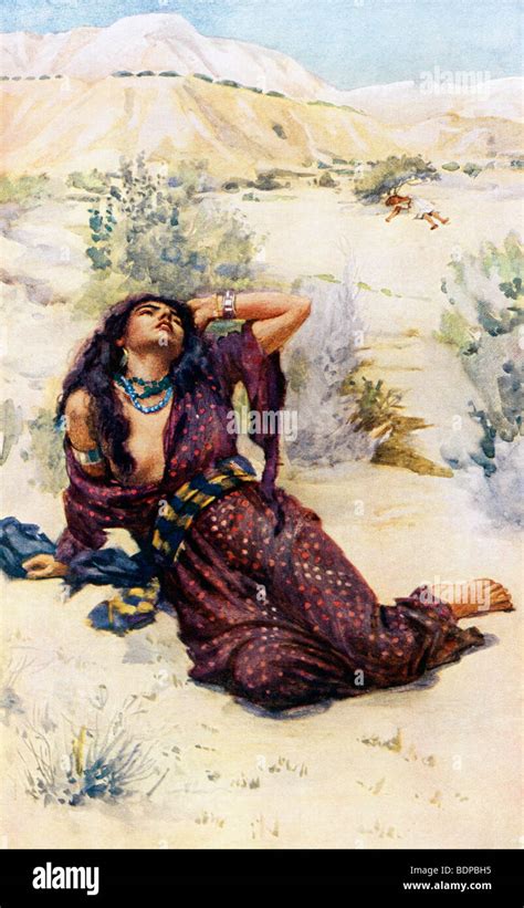 Painting of Hagar in the wilderness with her son Ishmael Dying under a ...