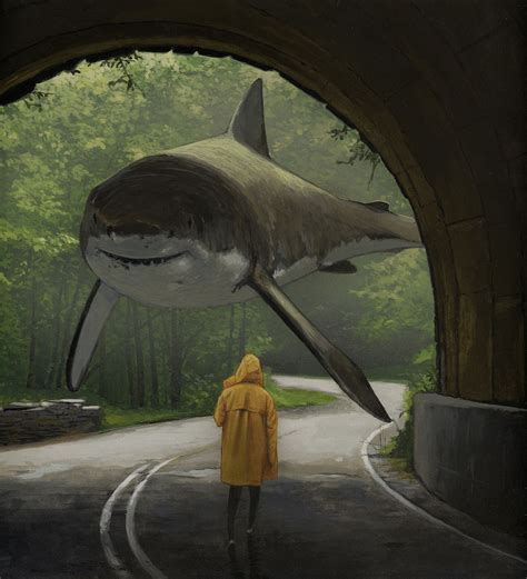 Chris Austin's Surreal Floating Shark Paintings | Moss and Fog