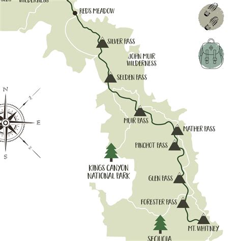 PRINTABLE John Muir Trail Map-JMT Hiking Map-John Muir Trail | Etsy