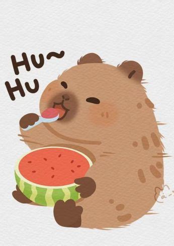 capybara eating watermelon in 2024 | Capybara, Cute doodles, Cute wallpapers