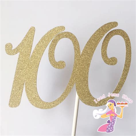 Gold Glitter 100 Cake Topper – Iced Jems Shop