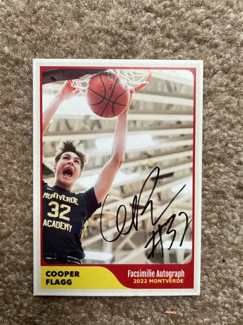 Only 50 Cooper Flagg Custom Facsimile Autograph Rookie Card Future Top ...