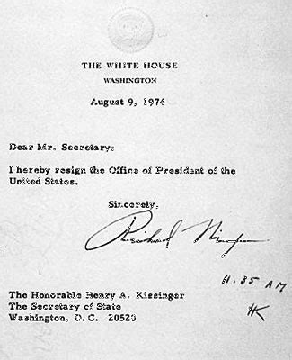 President Nixon's resignation letter