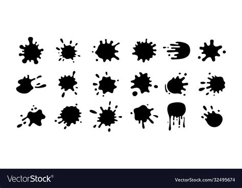 Splash shape collection ink paint blob Royalty Free Vector