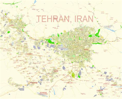 Tehran Iran editable layered PDF Vector Map in 2022 | Map vector, Tehran iran, Tehran