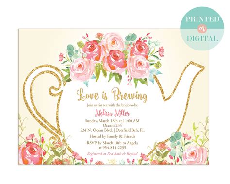 Bridal Shower Tea Party Invitation Baby Shower Tea Party | Etsy | Party invite template, Tea ...