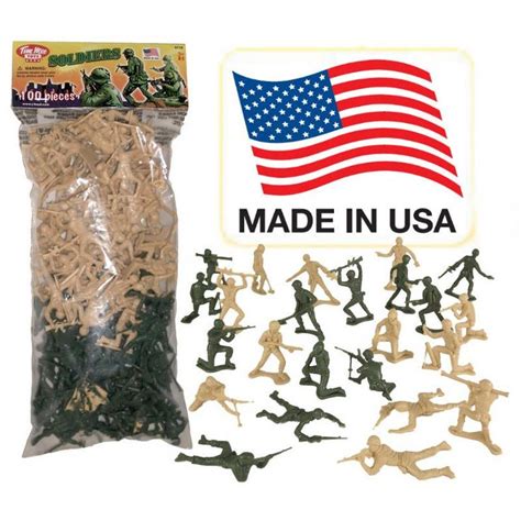 TimMee PLASTIC ARMY MEN - Green vs Tan 100pc Toy Soldier Figures - Made in USA | Plastic army ...