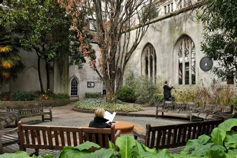 St Dunstan in the East Church Garden in London with Visitors Relaxing ...