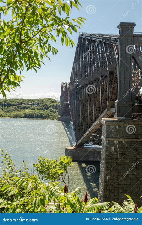 View of Quebec Bridge stock photo. Image of grass, bricks - 122041564