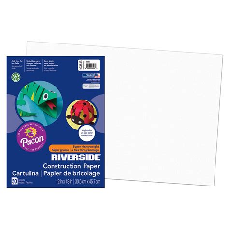 Construction Paper, White, 12" x 18", 50 Sheets - PAC103613 | Dixon Ticonderoga Co - Pacon ...