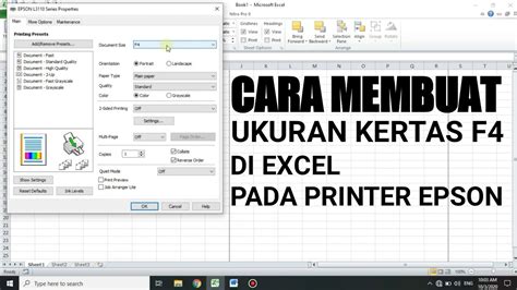 Cara Membuat Ukuran Kertas F4 Di Excel Printer Canon | Satu Manfaat