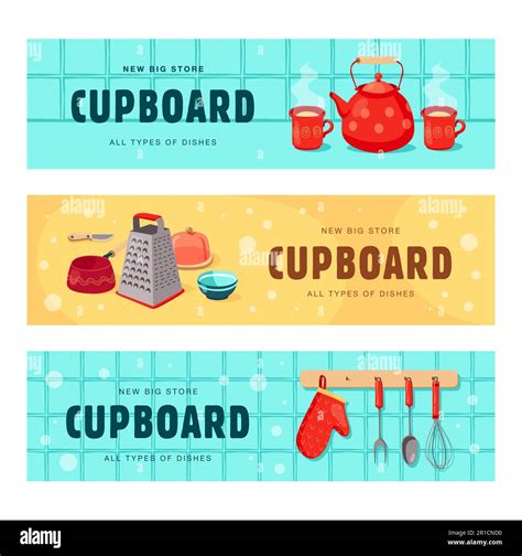 Creative banner designs with dishes for cupboard Stock Vector Image & Art - Alamy