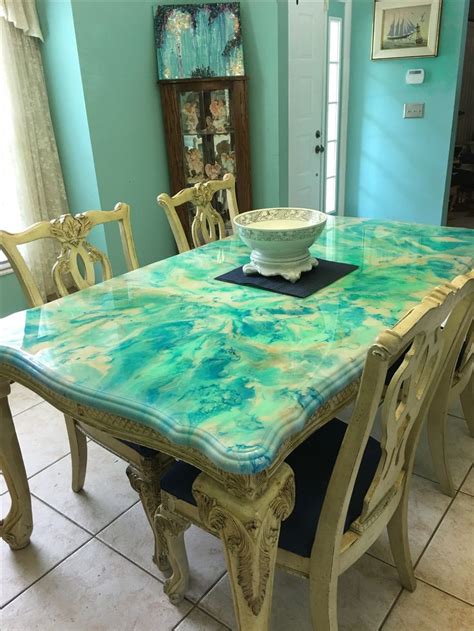 Resin painted dining room table. ️ | Painted dining room table, Painted furniture, Painting ...