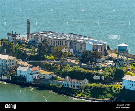 Prison Island Alcatraz, Alcatraz Island, Aerial view, San Francisco ...