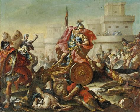 Achilles Dragging The Body Of Hector Painting by Francesco Monti