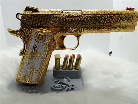 Gold Colt 1911 Caliber 9mm - American Golden Gun