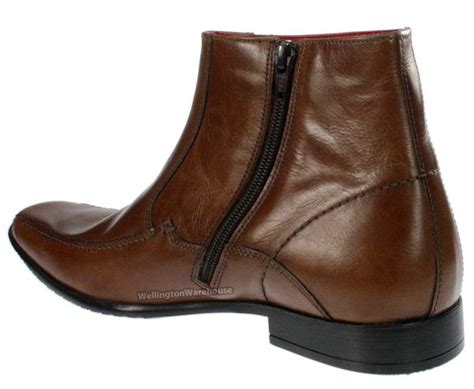 Red Tape Mens Roeburn Leather Ankle Zip Boots with Square Toe Formal Casual