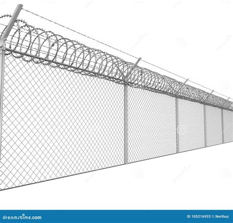 Barbed Wire Fence Isolated stock illustration. Illustration of protect ...