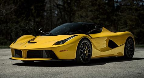 Yellow Ferrari LaFerrari Matches Black Roof With Satin Black Wheels ...