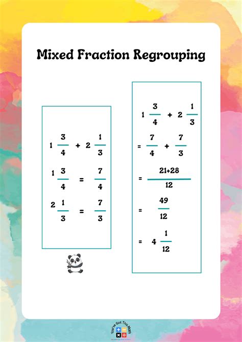 6 Free Adding and Subtracting Fractions with Regrouping Worksheet