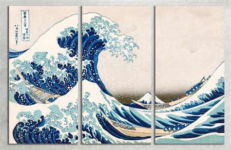 The Great Wave off Kanagawa Canvas Wall Art Leather Print - Etsy