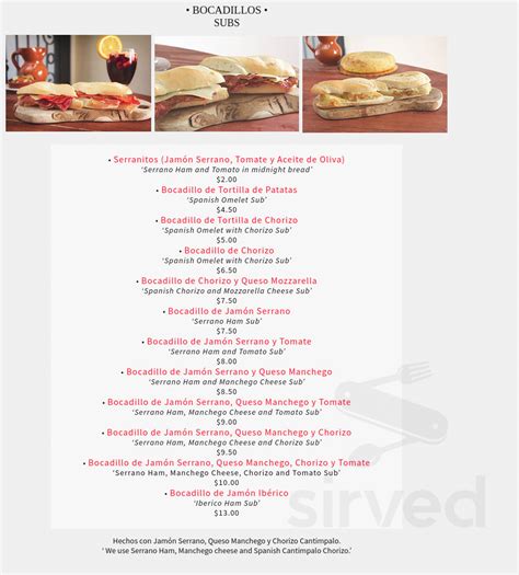 Delicias de España Dadeland menu in Miami, Florida, USA