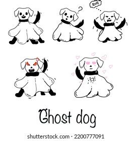 Cute Ghost Dog Stickers Posters Stock Illustration 2200777091 ...