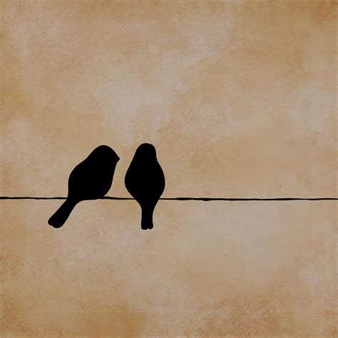 Two Love Birds On A Wire Silhouette