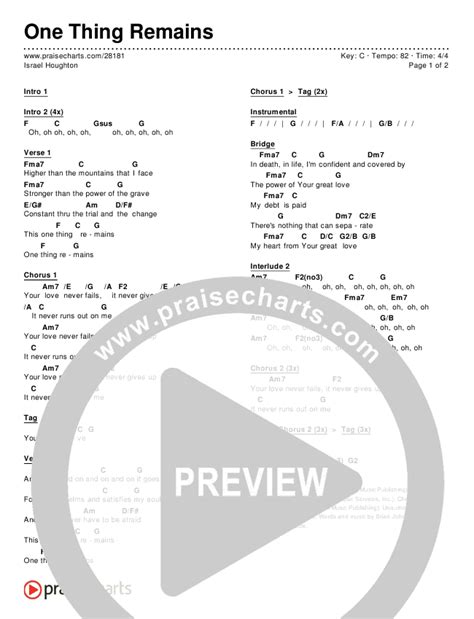 One Thing Remains Chords PDF (Israel Houghton) - PraiseCharts