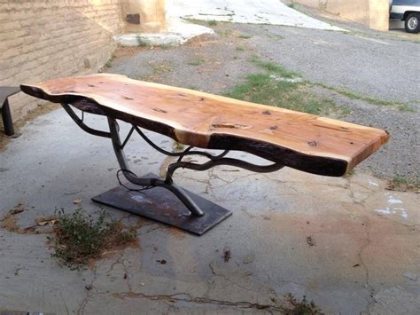 Hand Made Steel Tree Table Base With Juniper Slab Top by STEEL IT INC. | CustomMade.com