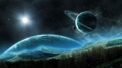 planet, saturn, satellite, rings, space, night, 4k HD Wallpaper