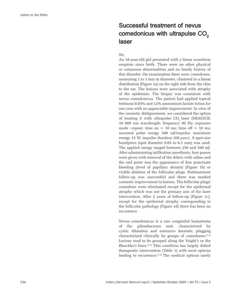 (PDF) Successful treatment of nevus comedonicus with ultrapulse CO2 laser