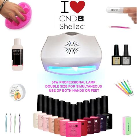 *CND Shellac Gel Polish New 10 Piece Nail Starter Kit 54W Professional ...