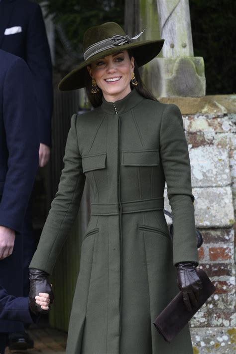 Princess Kate Wears Olive Dress and Matching Hat to Royal Christmas Day ...