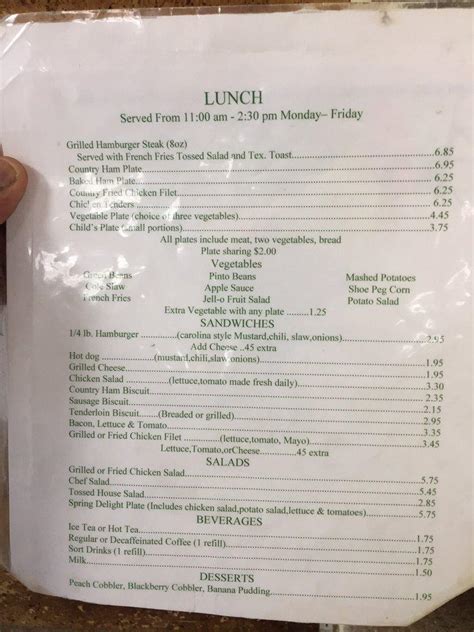 Menu at Spring Valley Restaurant, Greensboro