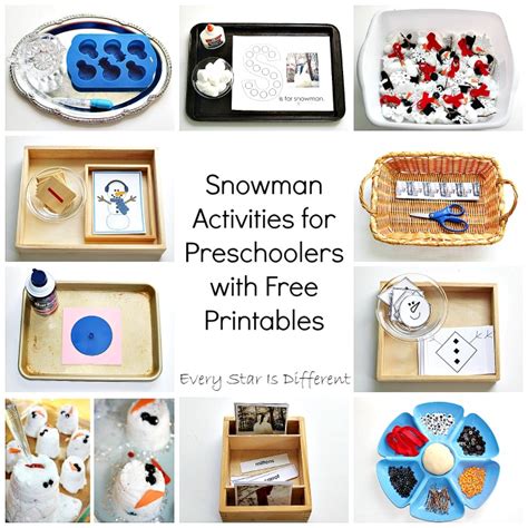 Snowman Activities for Preschoolers with Free Printables - Every Star Is Different