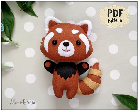 Cute Red Panda Pattern Felt Sewing Pattern Red Panda PDF Tutorial Red ...