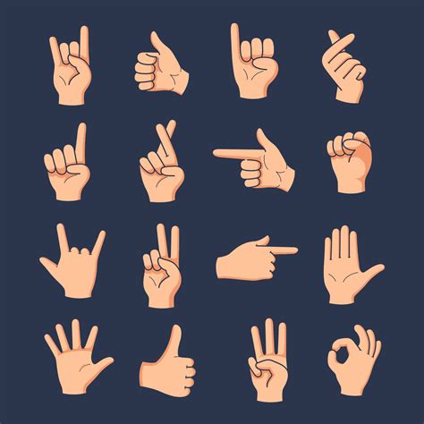 Set of different gestures hand with hand drawn vector illustration 1993212 Vector Art at Vecteezy