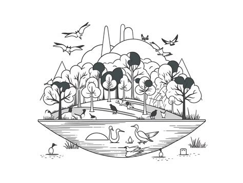 Exciting Ecosystem Scene - Coloring Page