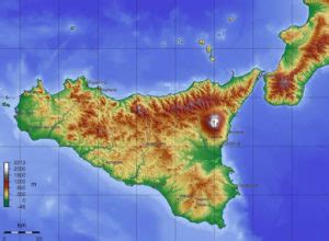 Topographic Map of Sicily - Smoke Tree Manor