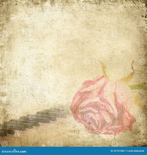 Old Music Background with Rose. Vintage Background. Stock Photo - Image of brown, design: 32757284