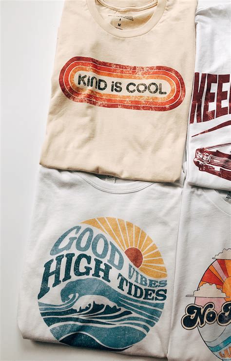 Our newest collection of graphic tees! With distressed, vintage style prints, these are your new ...