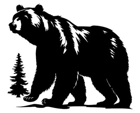 Premium Vector | Bear and a tree silhouette