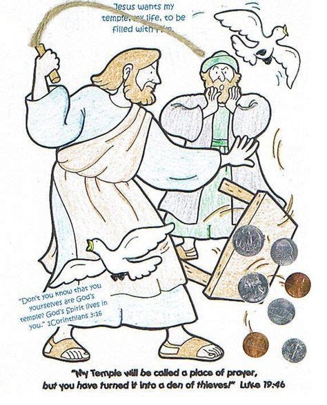 Jesus clears the temple craft (coloring page from: The really big book of bible story coloring ...