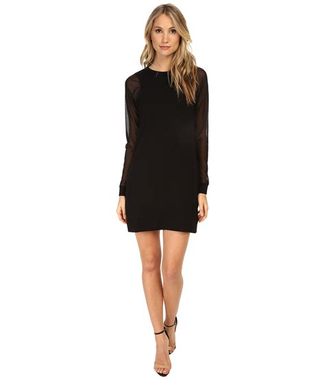 Michael Stars Elevated French Terry L/S Crew Neck Dress in Black | Lyst