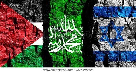 Hamas Flag Between Palestine Israel On Stock Illustration 2375695309 ...