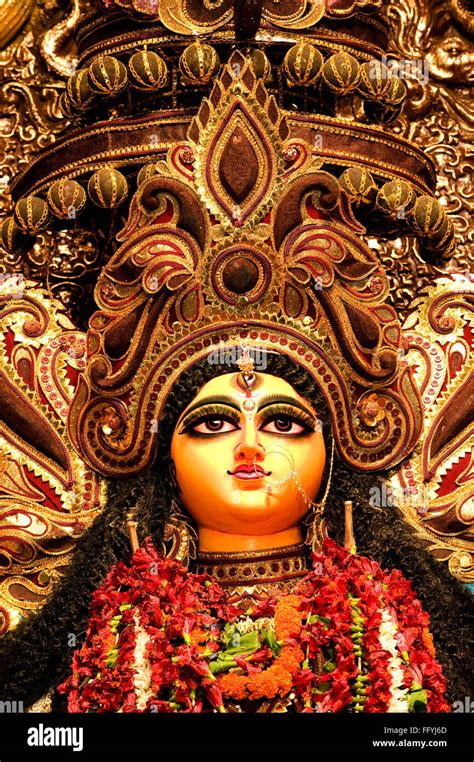 Goddess durga idol on durga puja festival ; Calcutta Kolkata ; West Bengal ; India 26 September ...