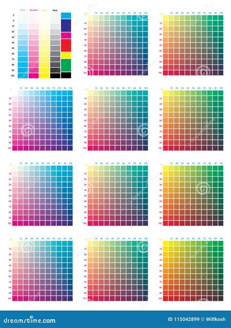 CMYK Press Color Chart stock vector. Illustration of choice - 115042899