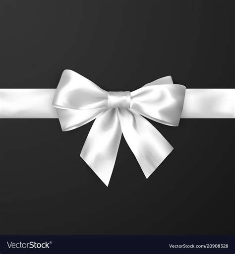 Elegance white satin bow with ribbon isolated vector image on VectorStock in 2024 | Ribbon bows ...