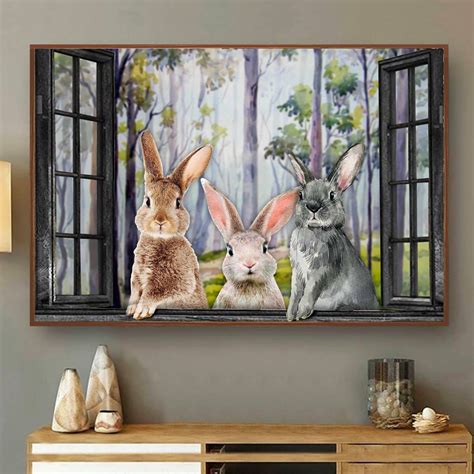 Rabbits Poster, Funny Rabbits Poster, Bunny Rabbit Decor, Rabbits Lovers, Love Animals Wall ...